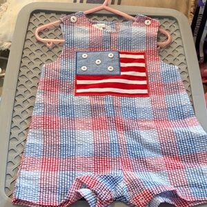 Petit Ami Patriotic Plaid Kids Romper 12m (rack)